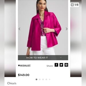 Chico's Bright Fuchsia Open-Front Jacket